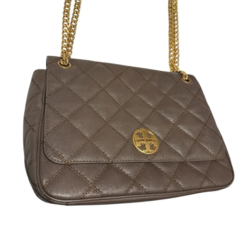 TORY BURCH Willa quilted shoulder bag volcanic stone